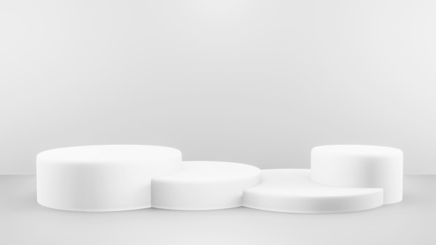 Pódio em composição branca abstrata para apresentação do produto 3d render ilustração 3d