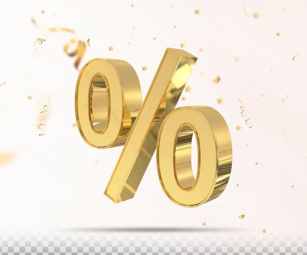 Porcentagem 3d render estilo golden luxo Psd Premium