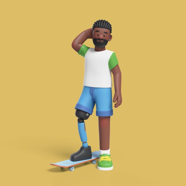 PSD grátis pose 3d de homem com mobilidade reduzida