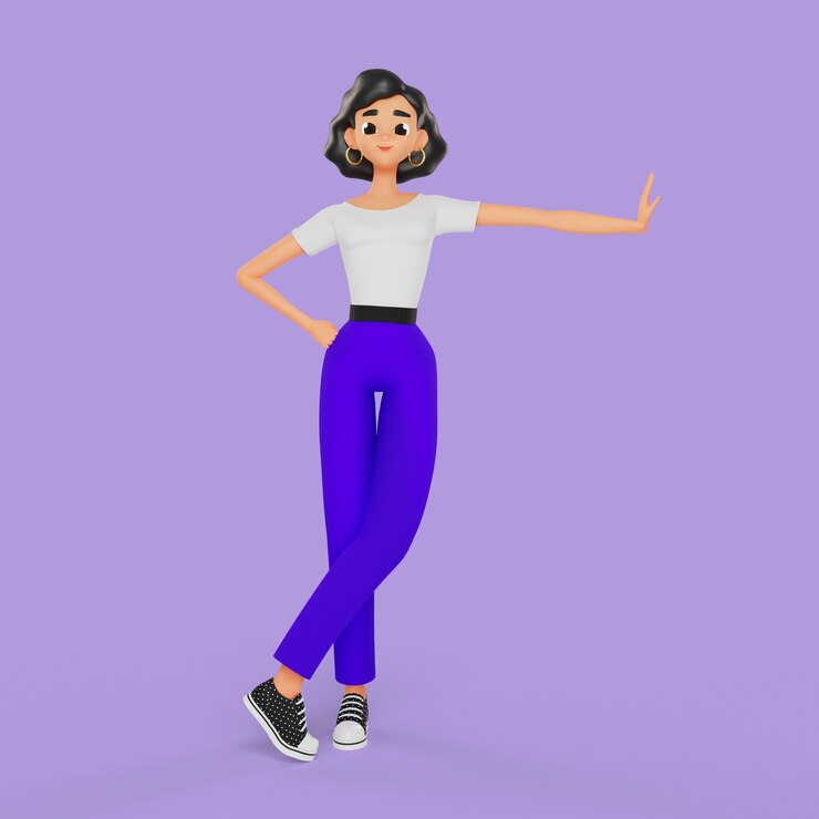 PSD grátis pose inclinada da mulher do smiley 3d