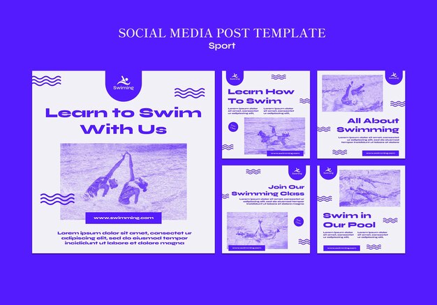PSD grátis post aprenda a nadar nas redes sociais