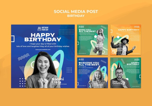 Post de celebração de aniversário nas redes sociais