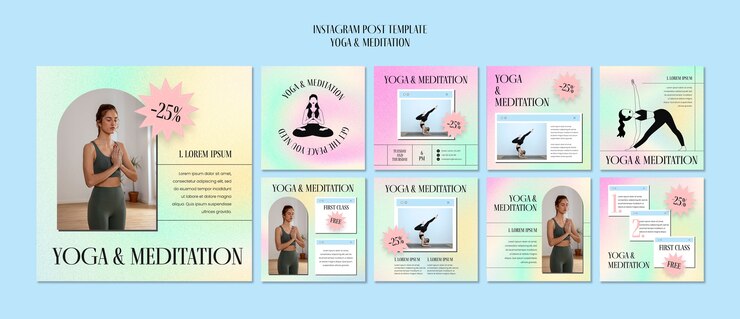 PSD grátis post de instagram gradiente de ioga e meditação