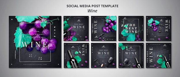 Post de mídia social da empresa de vinhos
