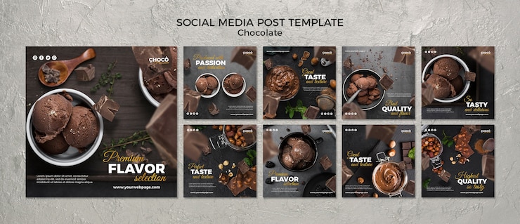 PSD grátis post de mídia social de conceito de chocolate