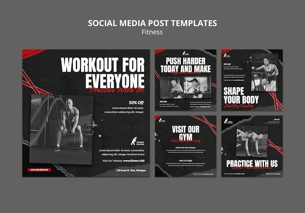 PSD grátis post de mídia social de treino de fitness