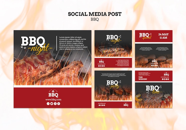 PSD grátis post de mídia social para festa de churrasco