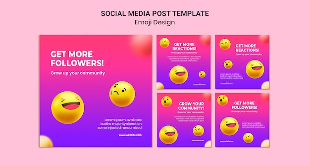 PSD grátis postagem de design de emoji nas redes sociais