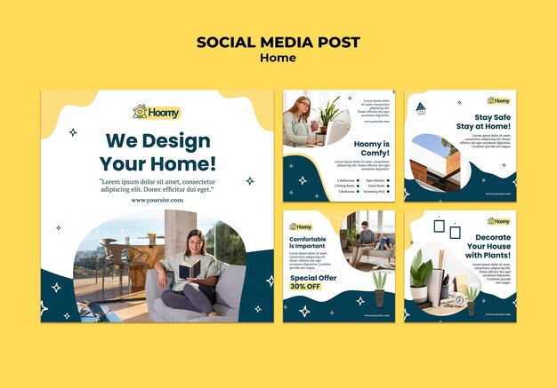 Postagem de design doméstico nas redes sociais
