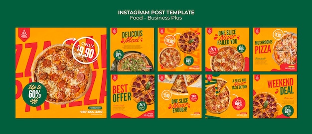 PSD grátis postagem de instagram de comida de design plano