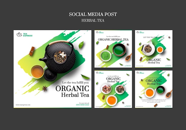 Postagem de mídia social de chá de ervas
