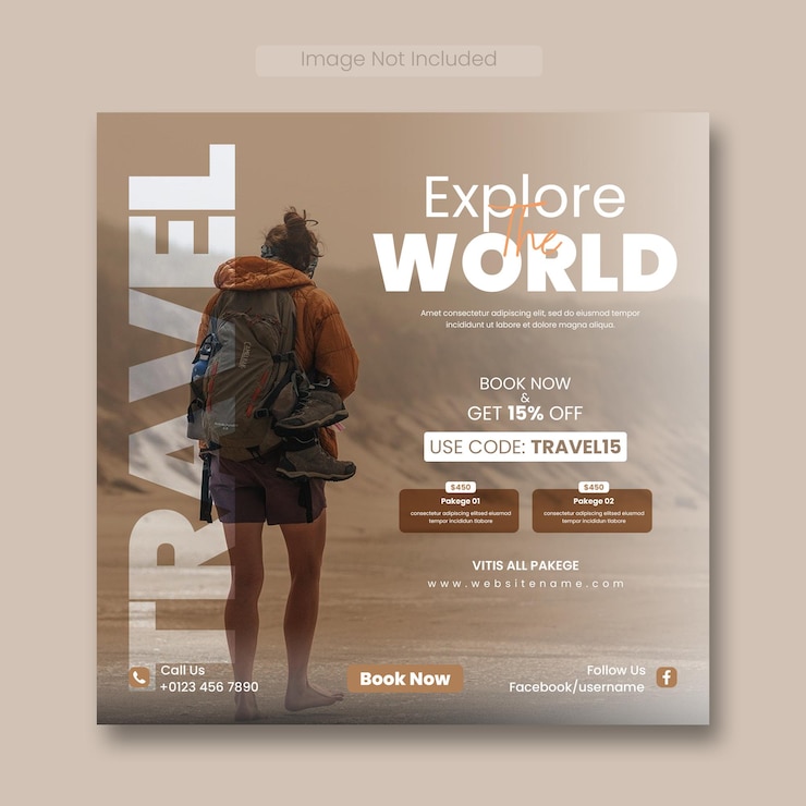 PSD grátis postagem de mídia social de viagens e passeios postagem no instagram ou modelo de banner da web