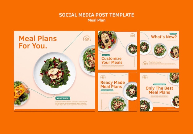 PSD grátis postagem de planos de refeição na mídia social