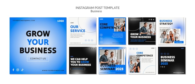 PSD grátis postagem do instagram de estratégia de negócios gradiente