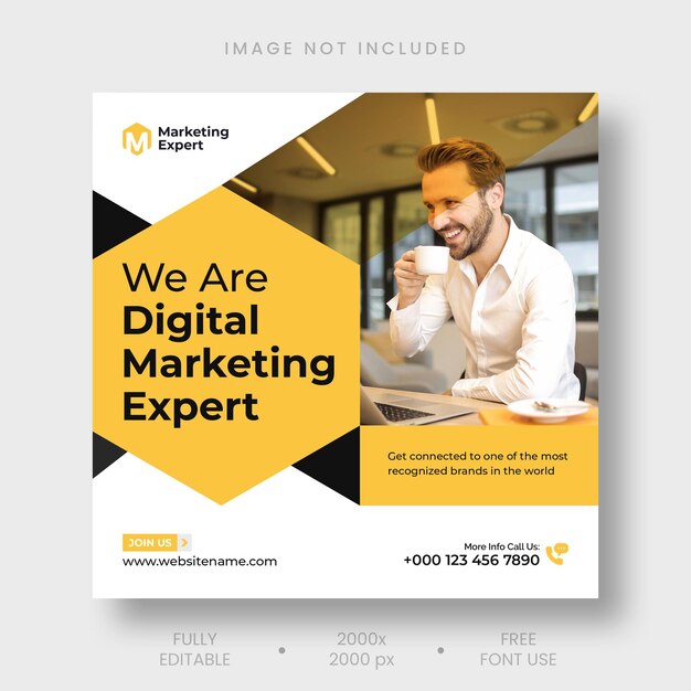 Postagem do Instagram de marketing digital e modelo de banner de mídia social