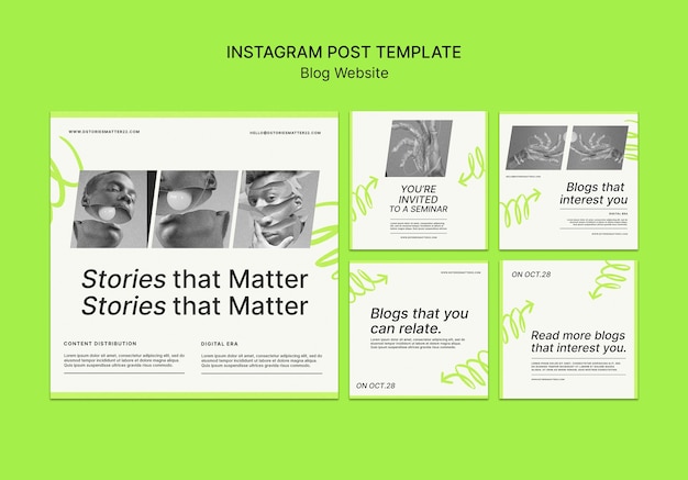 PSD grátis postagem mínima do instagram do site do blog