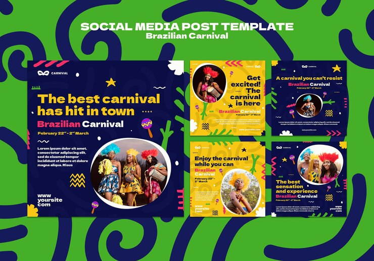 PSD grátis postagem nas redes sociais do carnaval brasileiro