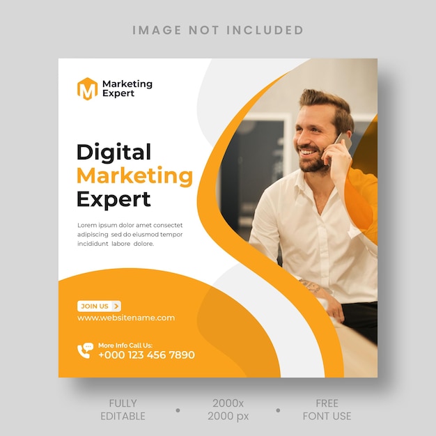 Postagem no Instagram da agência de marketing digital e modelo de banner de mídia social