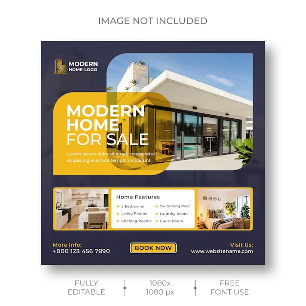 Postagem no Instagram de mídia social imobiliária e modelo de banner