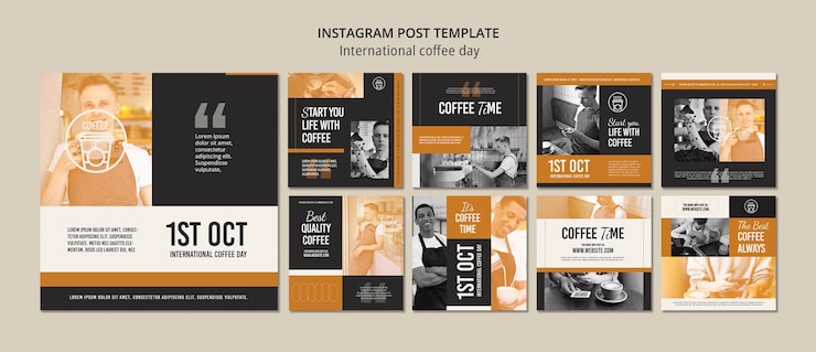 PSD grátis postagem no instagram do dia internacional do café