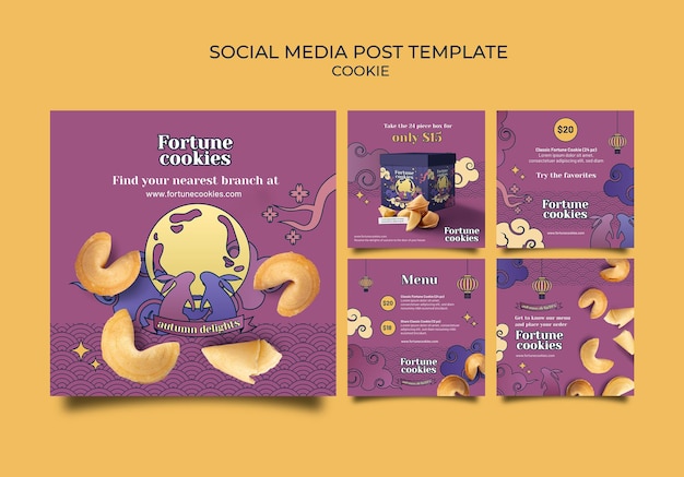 Postagens de cookies da sorte nas redes sociais