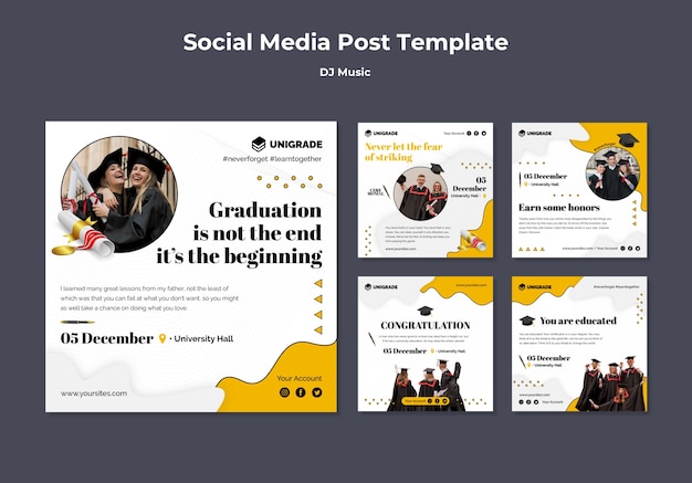 PSD grátis postagens de eventos de formatura nas redes sociais