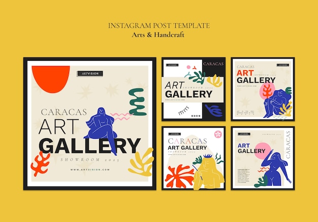 Postagens de instagram de artes de design plano e artesanato