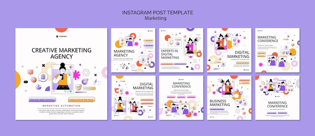 PSD grátis postagens de instagram de estratégia de marketing