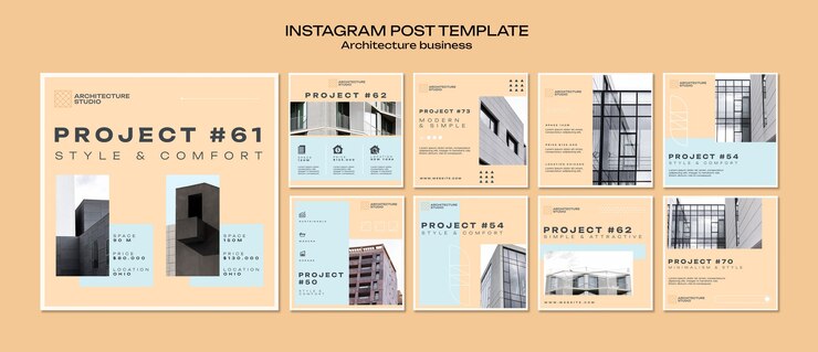 PSD grátis postagens de instagram de negócios de arquitetura mínima