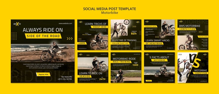PSD grátis postagens de mídia social de competição de motos