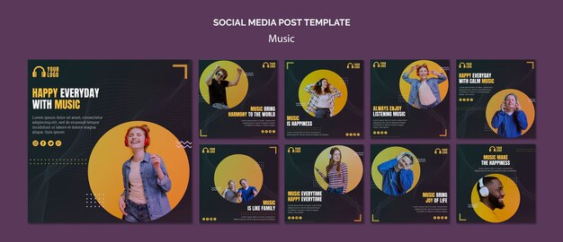 Postagens de mídia social de eventos de música