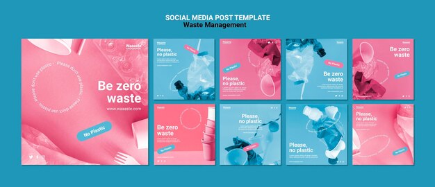 Postagens de mídia social de gerenciamento de resíduos