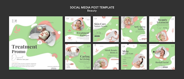 Postagens de mídia social de salão de beleza