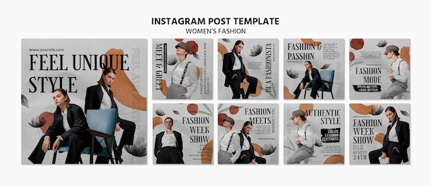 Postagens de moda desenhadas à mão no instagram