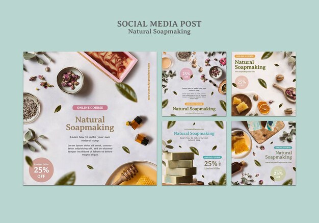 Postagens de sabonete natural nas redes sociais