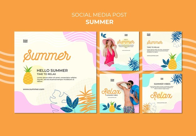 Postagens de verão nas redes sociais