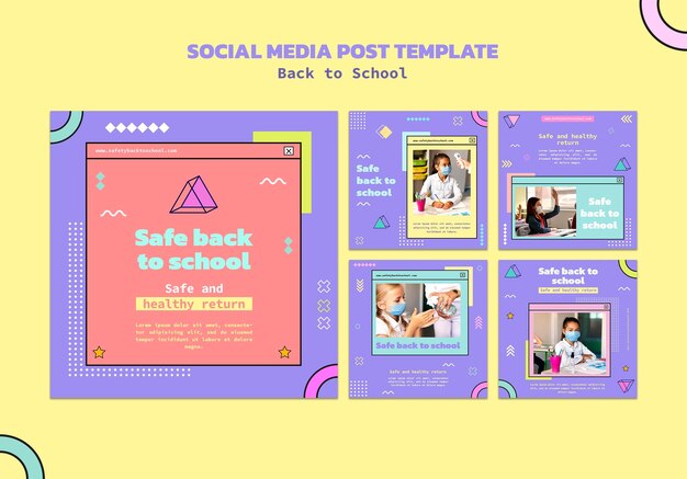 Postagens de volta às aulas nas redes sociais