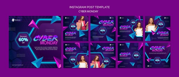 Postagens do instagram com desconto de segunda-feira cibernética