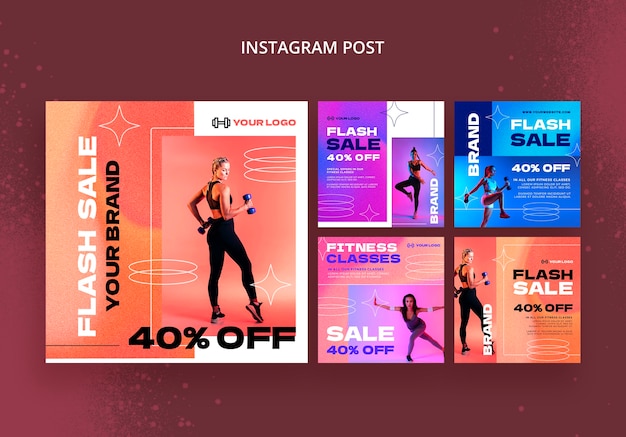 Postagens do instagram com desconto de vendas gradiente