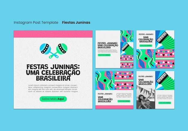 PSD grátis postagens do instagram da celebração da festa junina