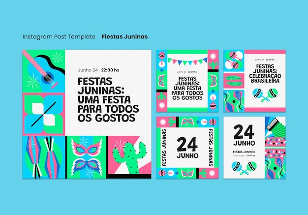 PSD grátis postagens do instagram da celebração da festa junina