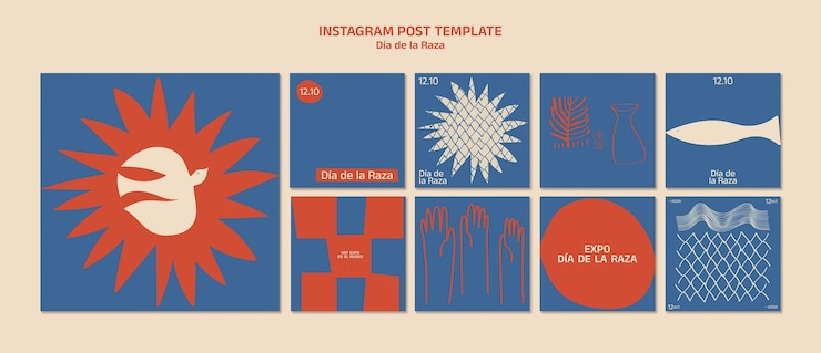 PSD grátis postagens do instagram da celebração do día de la raza