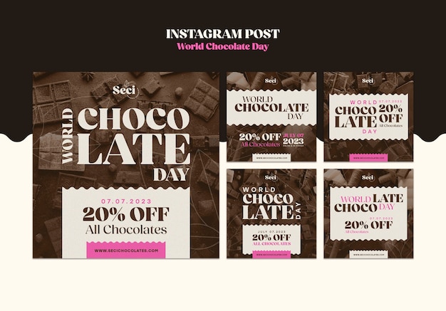 PSD grátis postagens do instagram da celebração do dia mundial do chocolate