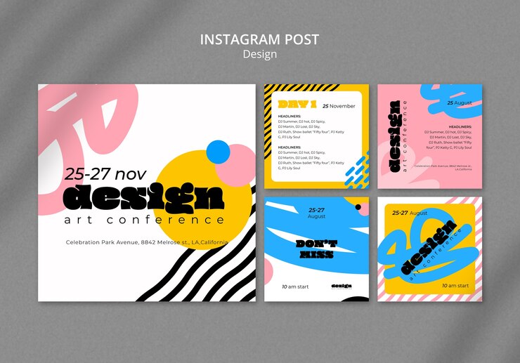 PSD grátis postagens do instagram da conferência de design