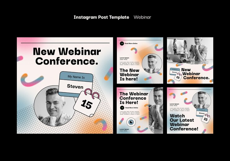 PSD grátis postagens do instagram da conferência webinar