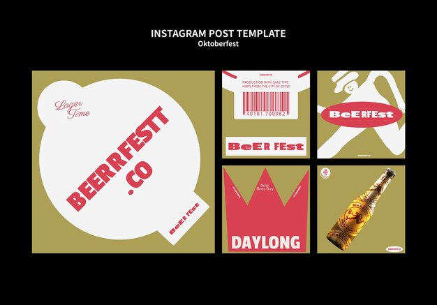 Postagens do instagram da oktoberfest de design plano