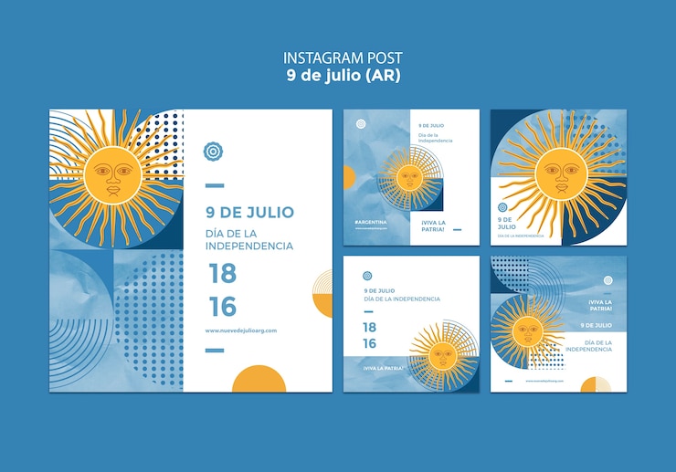 PSD grátis postagens do instagram de 9 de julho de design plano