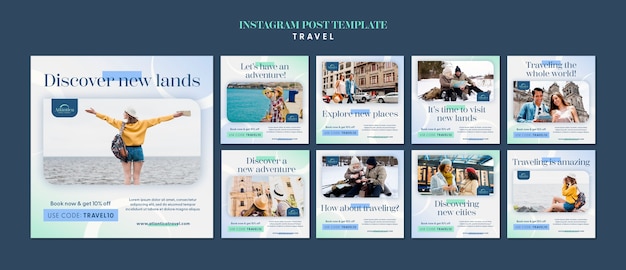 PSD grátis postagens do instagram de aventura de viagem gradiente