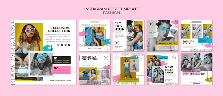PSD grátis postagens do instagram de coleção de moda de design plano