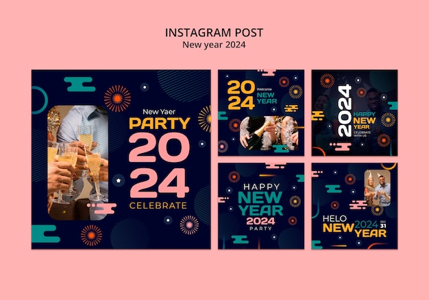 Postagens do instagram de comemoração do ano novo de 2024
